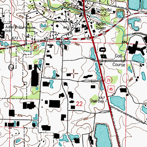 Topographic Map of Chicagoland Airport (historical), IL