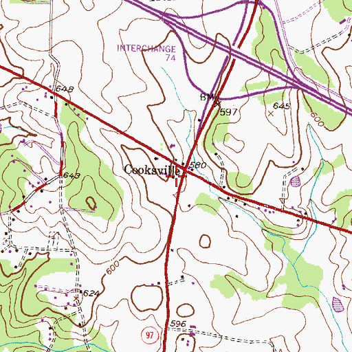 Topographic Map of Cooksville, MD