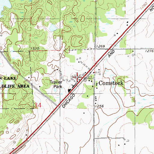 Topographic Map of Crystal Lake Cemetery, WI