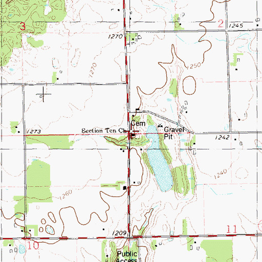 Topographic Map of East Cumberland Cemetery, WI