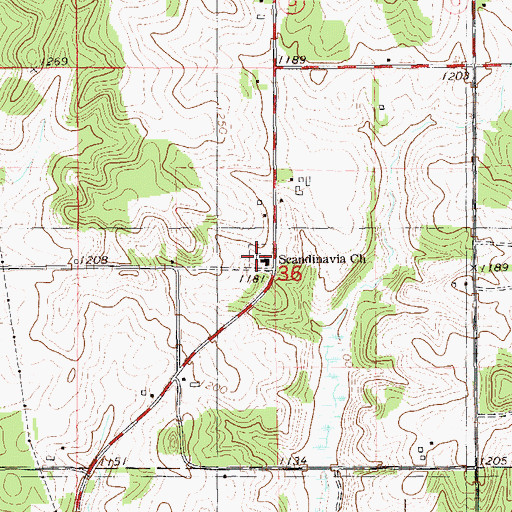 Topographic Map of New Scandinavia Cemetery, WI