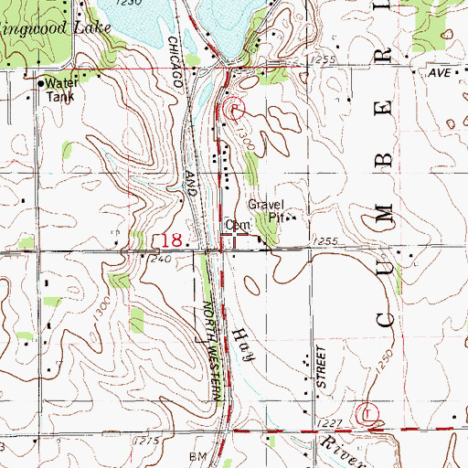 Topographic Map of Saint Anthony Abbott Catholic Cemetery, WI