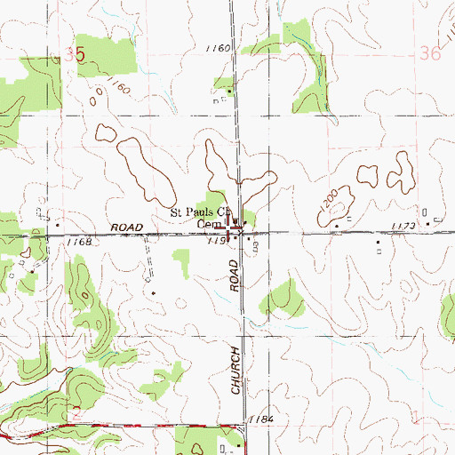 Topographic Map of Saint Pauls Evangelical Lutheran Cemetery, WI