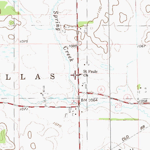 Topographic Map of Saint Pauls Evangelical Lutheran Cemetery, WI