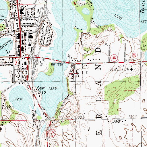 Topographic Map of Lakeside Cemetery, WI