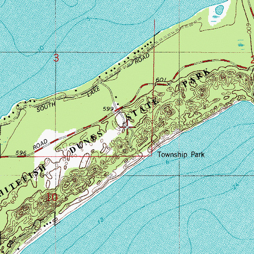 Topographic Map of Whitefish Dunes State Natural Area, WI