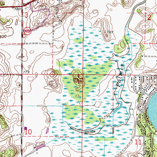 Topographic Map of New Munster Bog Island State Natural Area, WI
