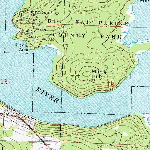 Topographic Map of Big Eau Pleine Woods State Natural Area, WI