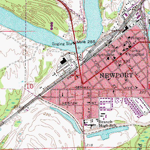Topographic Map of First Baptist Church, AR