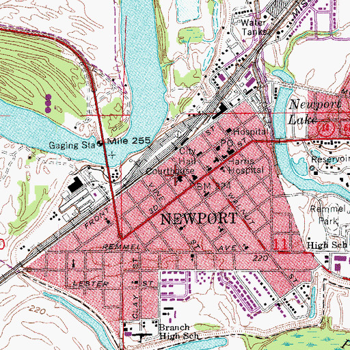 Topographic Map of First Baptist Church, AR