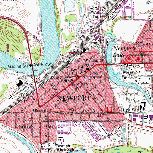 Topographic Map of First Christian Church, AR