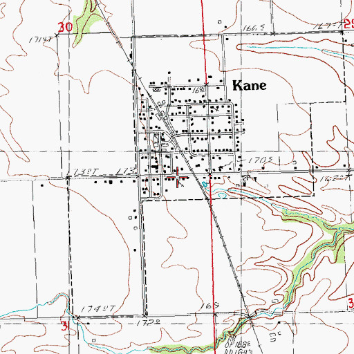 Topographic Map of Kane Baptist Church, IL