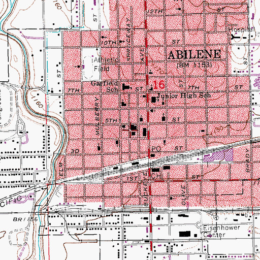Topographic Map of Abilene City Hall, KS