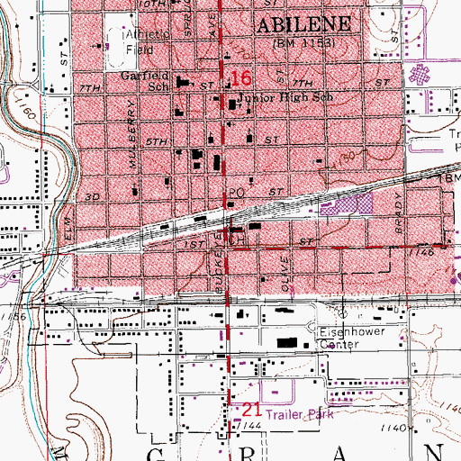 Topographic Map of Dickinson County Courthouse, KS
