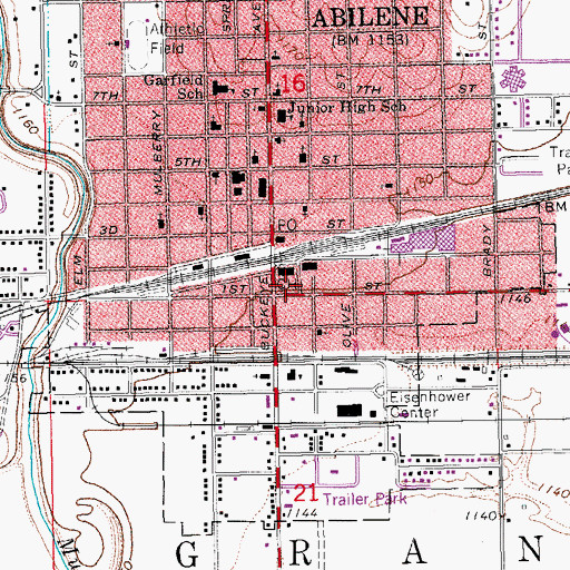 Topographic Map of Dickinson County Jail, KS