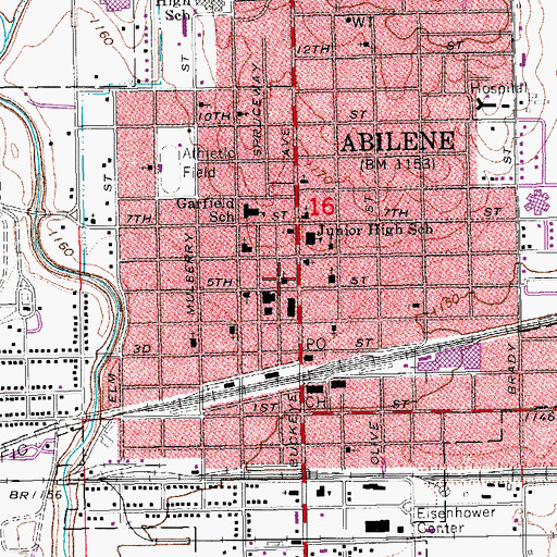 Topographic Map of First Baptist Church, KS