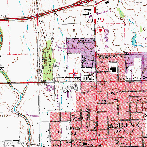 Topographic Map of First Presbyterian Church, KS