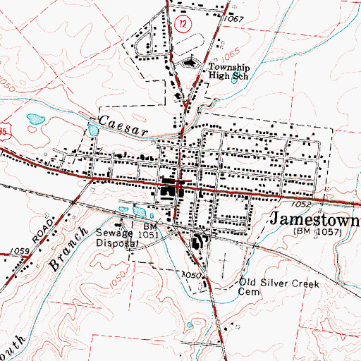 Topographic Map of Jamestown Post Office, OH