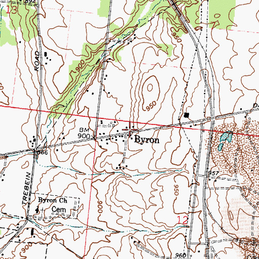 Topographic Map of Byron Post Office (historical), OH