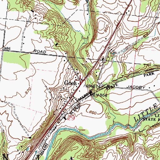 Topographic Map of Goes Post Office (historical), OH