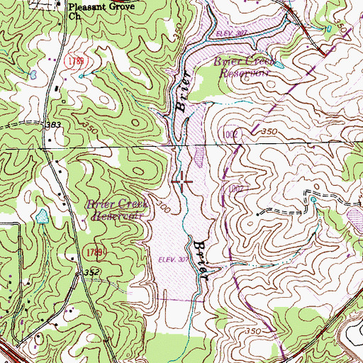Topographic Map of Brier Creek Reservoir, NC