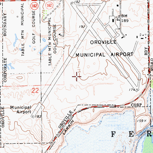 Topographic Map of Oroville Army Air Field (historical), CA