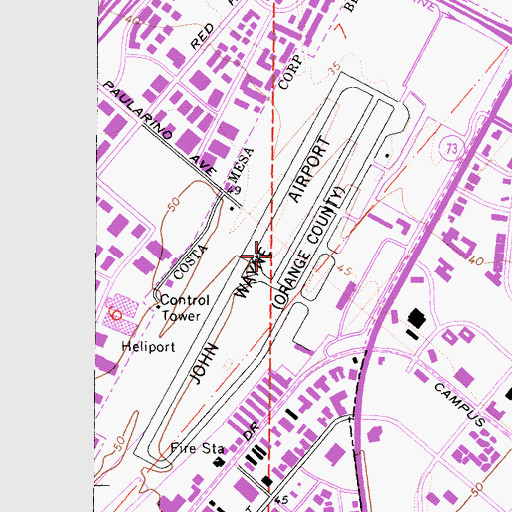 Topographic Map of Orange County Army Air Field (historical), CA