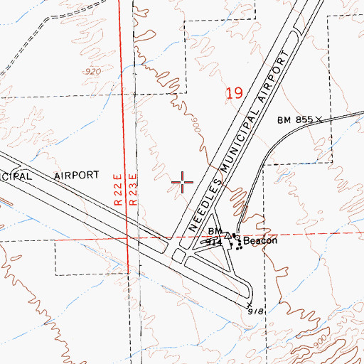 Topographic Map of Needles Army Air Field (historical), CA