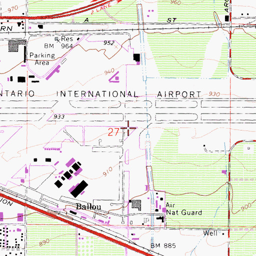 Topographic Map of Ontario Army Air Field (historical), CA