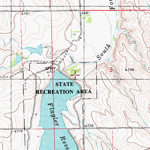 Topographic Map of Flagler Dam, CO