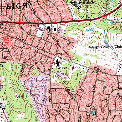 Topographic Map of Poe School, NC
