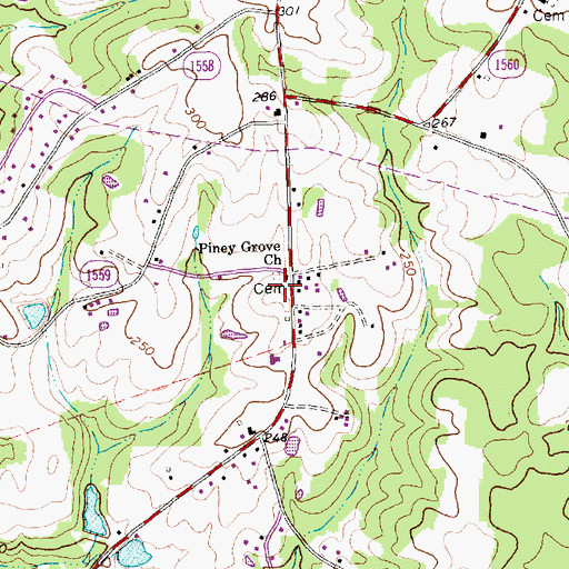 Topographic Map of Piney Grove Cemetery, NC