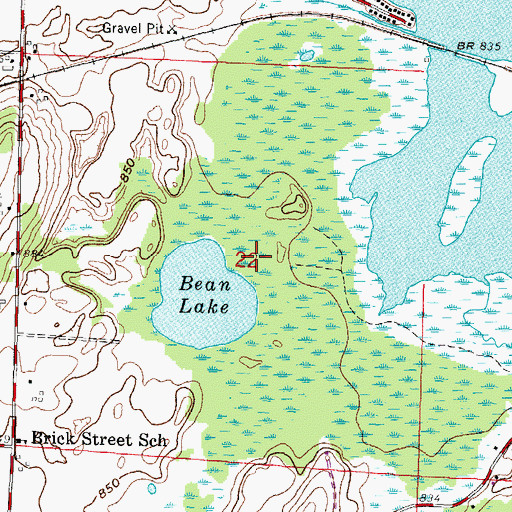 Topographic Map of Bean Lake State Natural Area, WI