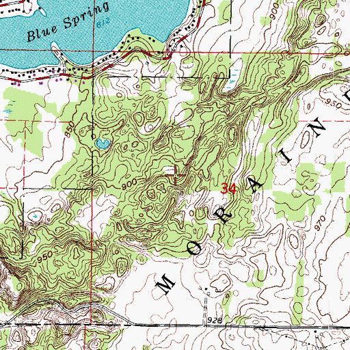 Topographic Map of Kettle Moraine Oak Opening State Natural Area, WI