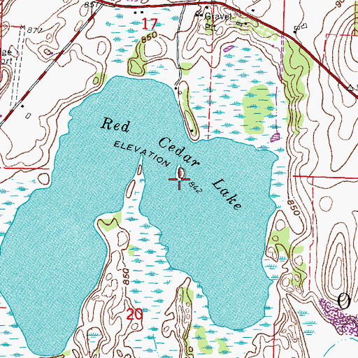 Topographic Map of Red Cedar Lake State Natural Area, WI