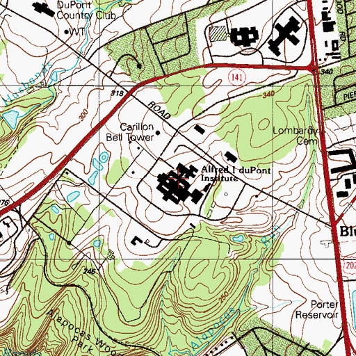 Topographic Map of Nemours Dupont Hospital For Children, DE