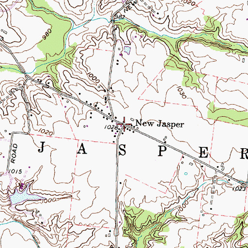 Topographic Map of New Jasper Post Office (historical), OH