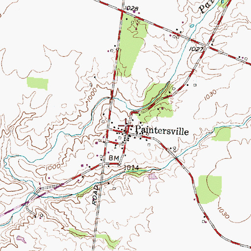 Topographic Map of Paintersville Post Office (historical), OH
