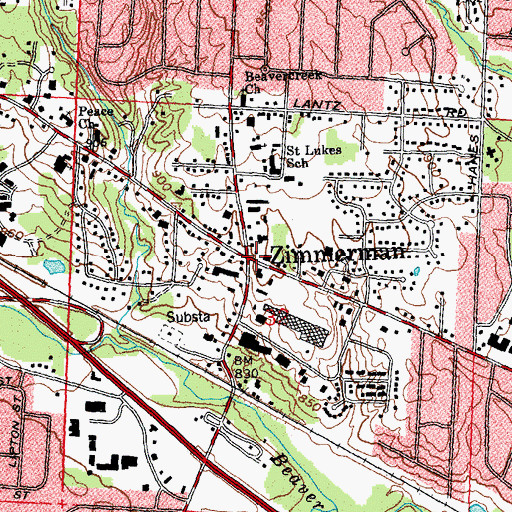 Topographic Map of Zimmerman Post Office (historical), OH