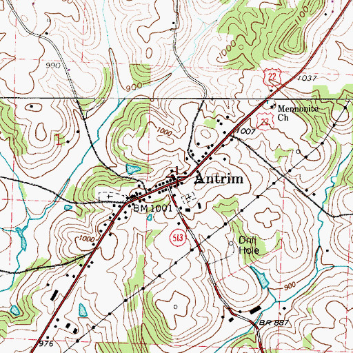 Topographic Map of Antrim Post Office (historical), OH