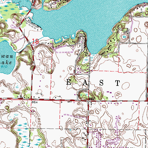 Topographic Map of Beulah Bog State Natural Area, WI