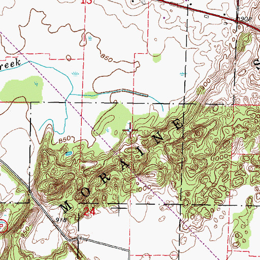 Topographic Map of Bluff Creek State Natural Area, WI