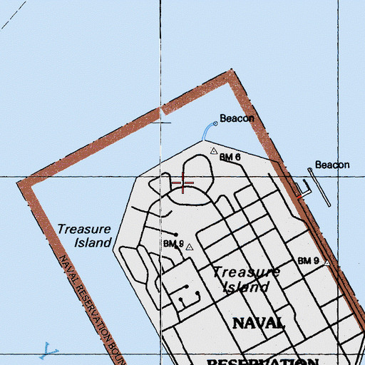 Topographic Map of Treasure Island Naval Auxiliary Air Facility (historical), CA