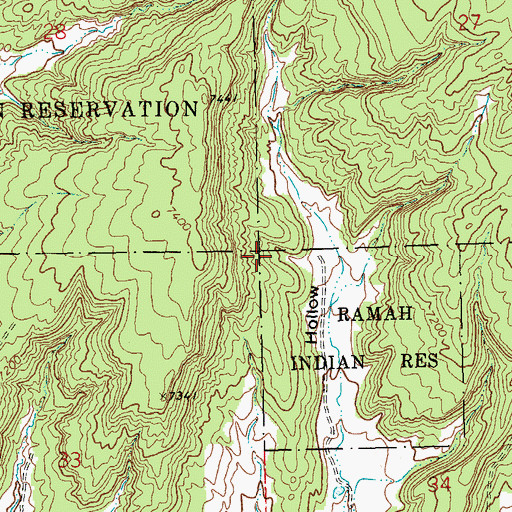 Topographic Map of Ramah Indian Tribal Lands, NM