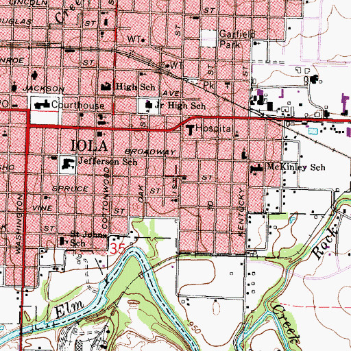 Topographic Map of Church of God, KS