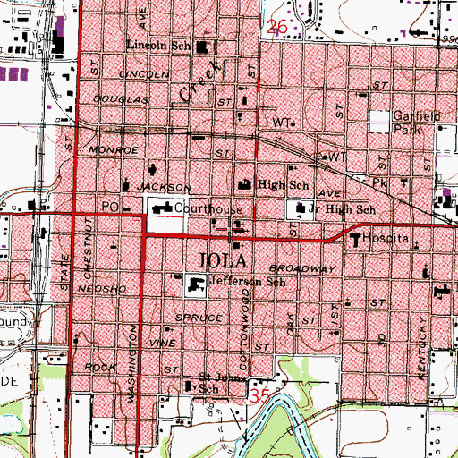 Topographic Map of First Presbyterian Church, KS