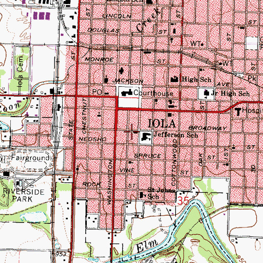 Topographic Map of Saint John's Roman Catholic Church, KS