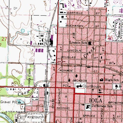 Topographic Map of Second Baptist Church, KS