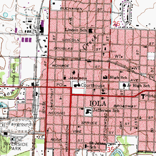 Topographic Map of The Baptist Temple (historical), KS