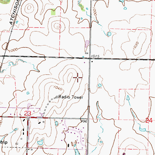 Topographic Map of Allen County Regional Hospital, KS